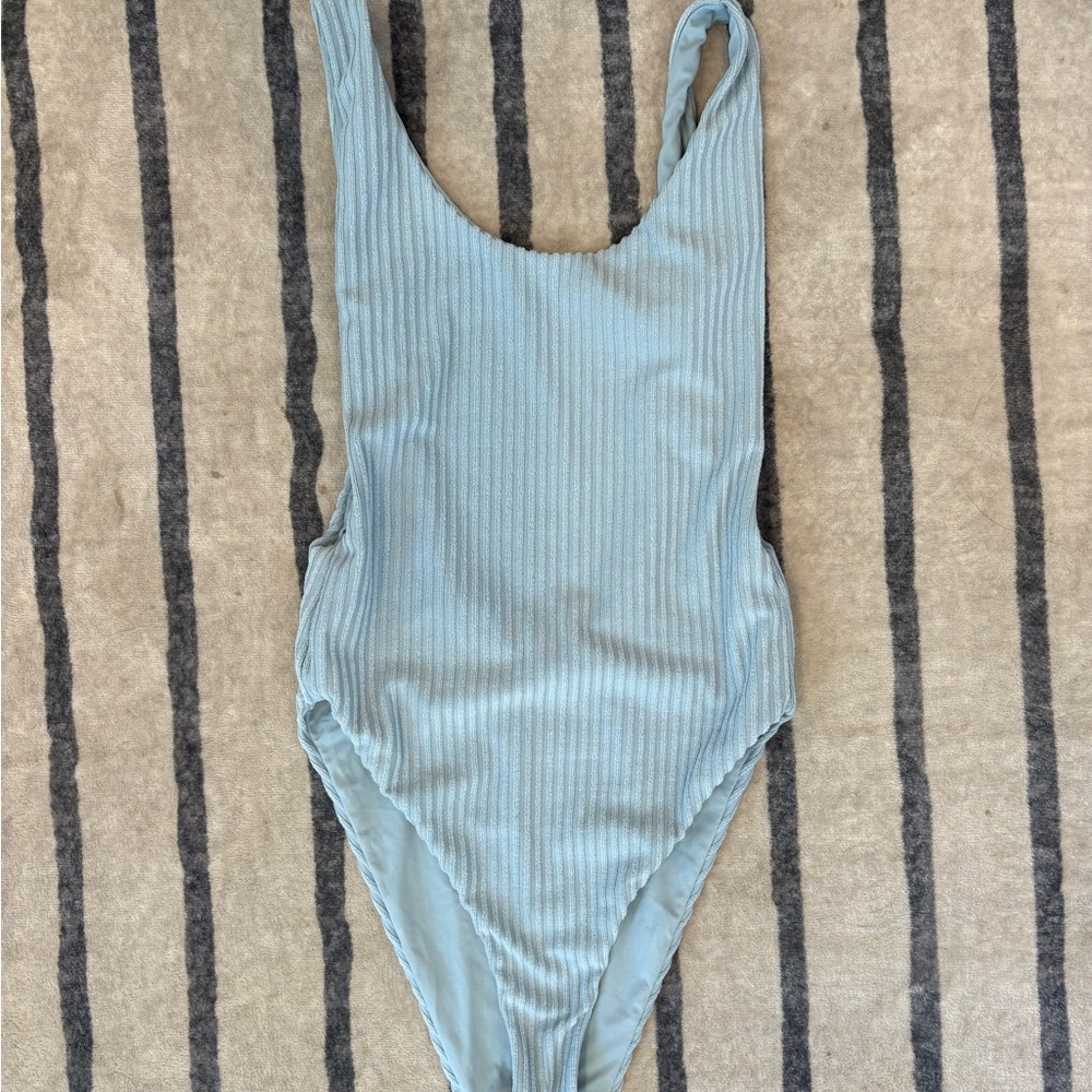 Amuse Society Ribbed One Piece in Light Blue